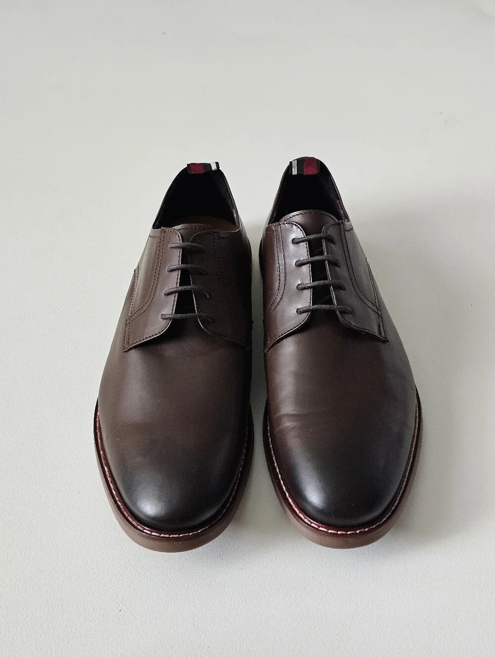 Ben Sherman Brent Plain Toe Leather Derby Dress Shoes Dark Brown Men's US 13 NWT